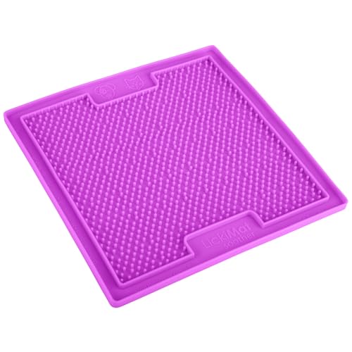 LickiMat Classic Soother Slow Feeder for Dogs Lick Mat Boredom Anxiety Reducer Perfect for Food Treats Yogurt Liquid Food Peanut Butter Fun Alternative to a Slow Feed Dog Bowl, Purple - color: Purple
