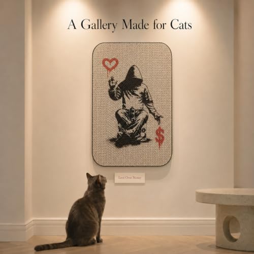 Cat Wall Scratcher, Art Cat Scratching Board for Indoor Cats - color: Love Over Money
