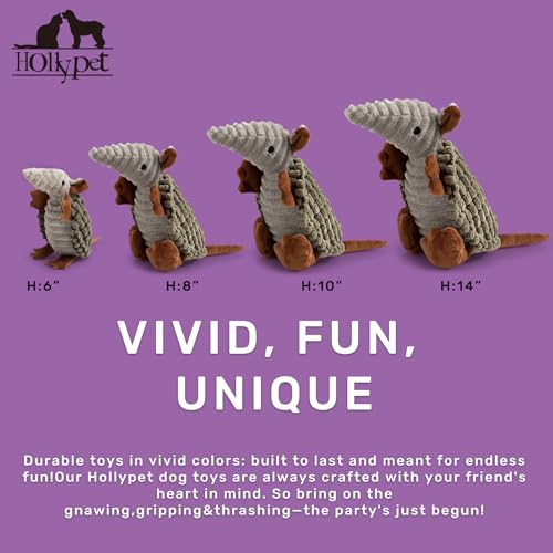 Hollypet Armadillo Squeaky Puppy Dog Toys for Small Medium Dogs, 8" - color: Olive Drab, size: 8 IN