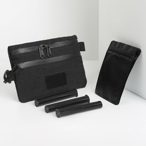 Smell Proof Bag and Stash Box - Premium Case With Lock, Combination Locking Container With Zippers and Removable Dividers - Black