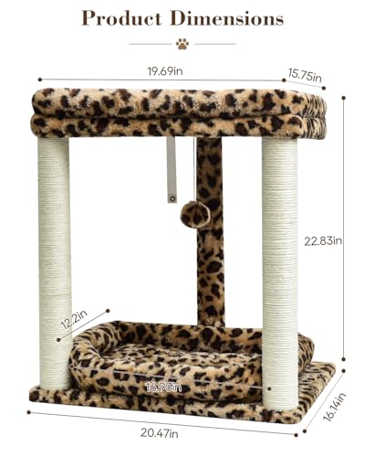 SYANDLVY Leopard Print Cat Tree with 2 Levels Perch Platforms for Kittens - color: Leopard