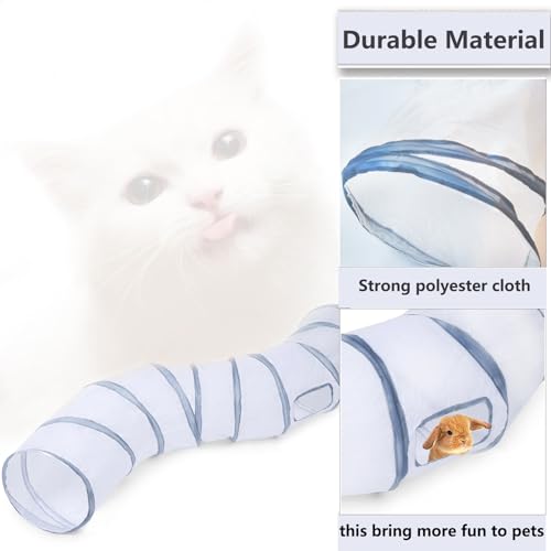 Cat Tunnel, Cat Tunnels for Indoor Cats, S-Shape Foldable Cats Cave - color: S - 2 Way White Gray