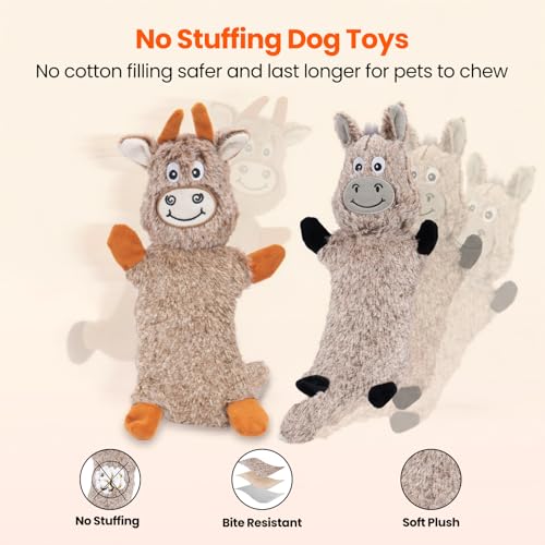 HGB Squeaky Crinkle Dog Toys for Puppies Small Medium Dogs - color: Cow & Donkey