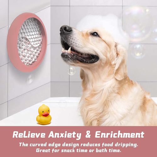 Dog Lick Bowl, Non-Slip Lick Mat Slow Feeder for Dogs & Cats - color: Pink, size: Large