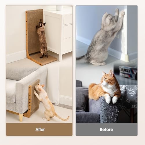 EHEYCIGA Cardboard Cat Scratcher for Indoor Cats, 19 Inch, Brown - color: Brown, size: 11.4x9.75x19