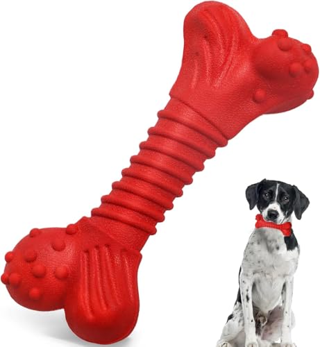 Dog Toys for Aggressive Chewers, Dog Toys for Medium Large Dogs, Natural Rubber Dog Chew Toys with Beef Flavor, Indestructible Chew Toys for Aggressive Chewers (red) - color: red