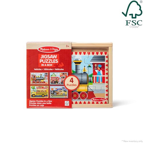 Melissa & Doug 4-in-1 Wooden Vehicle Jigsaw Puzzle 48-Piece Set - style: Vehicles