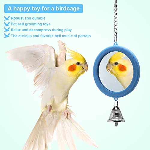 Litewoo 3-Piece Bird Mirror Toy with Bell for Parrot Cage, 3 Round - color: B - 3* Round