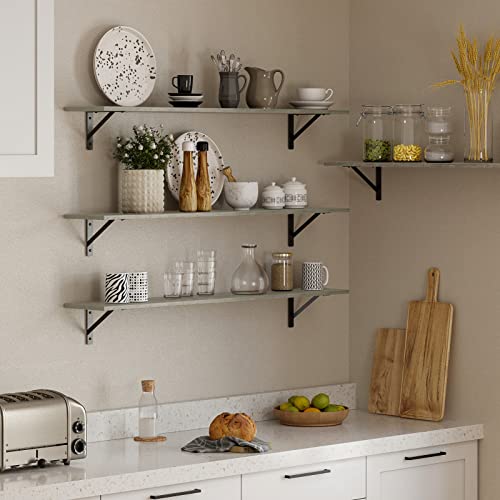 DINZI LVJ Long Wall Shelves, 55.1Inch Wooden Floating Shelves with Brackets - color: Grey Wash, size: 55.1 Inch