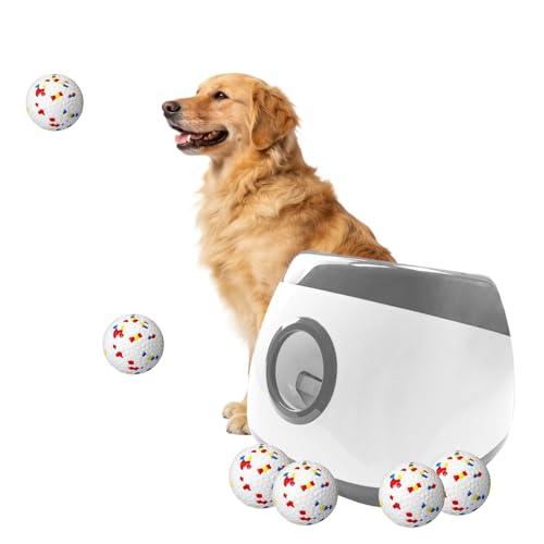 Automatic Dog Ball Launcher, 6 ETPU Balls, Adjustable Distance - color: Grey-XL