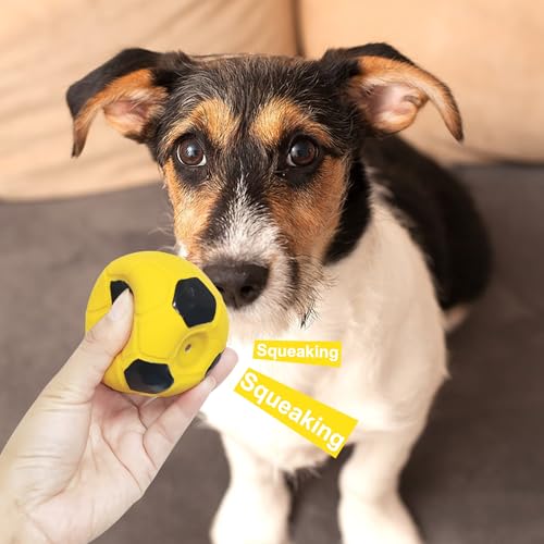2.6'' Latex Squeaky Dog Soccer Ball Toys - Football for Small to Large Dogs, Vibrant Colors - 6 Pcs/Set - size: 2.6''