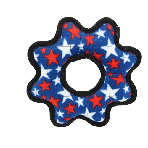 TUFFY® 2 Pack Blue Star Gear Ring Ultra Durable Plush Dog Toys - color: 2PK Multi-color Star Gear Ring