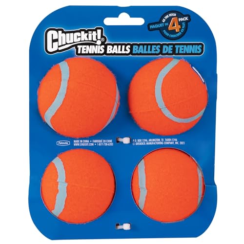 Chuckit! Dog Tennis Ball Toy, Medium 2.5in, 4 Pack, for 20-60lbs Dogs - size: Medium - Pack of 4