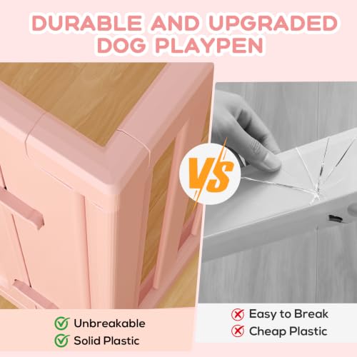 Dog Playpen Indoor,Puppy Playpen,Pink 23.6" H,8 Panels - color: pink, size: 23.6 inch Height