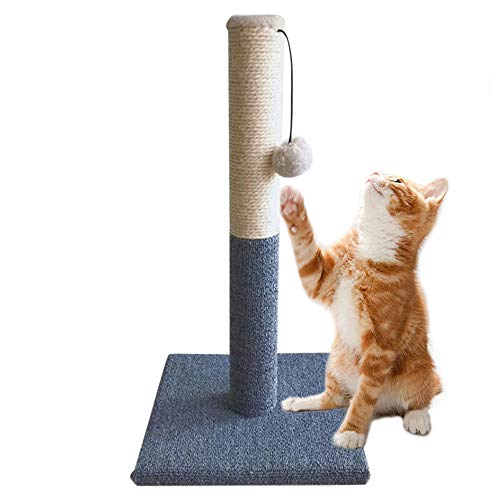 Barelove Cat Scratching Post Tower, Tall Cat Scratch Post, Natural Sisal Rope Scratcher Posts Refill for Indoor Cats, Carpet Cat Scratching Post with Replaceable Toys, Sturdy Base (Grey) - color: White