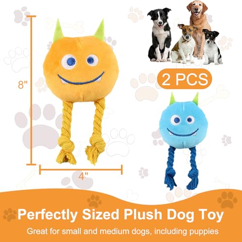 lilfrd 2 Pack Squeaky Rope Plush Dog Toys for Small Medium Puppies - style: Monster