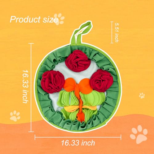 Slip-Free Dog Snuffle Mat, Dog Feeding Mat Slow Feeder with Hanging Ropeand Relieve Stress, Snuffle Mat for Dogs Rabbits Hamsters to Improve Digestion (Three Flowers)
