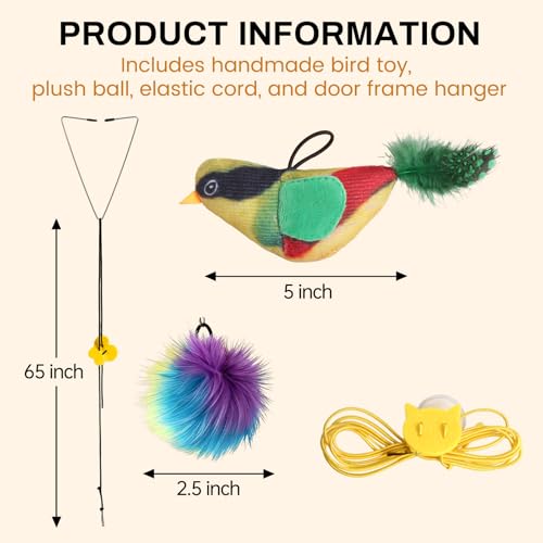 Cat Toy Door Hanger, Over the door cat toy(Bird and Ball) for indoor cats