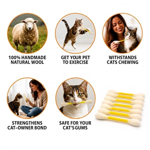 Glaciart One Swabs Cat Toys with Catnip - 6 Pk | Durable for Chew, Cute Cat Toys Interactive Kitty for Boredom, Exercise, & Play | Filled w/Organic Catnip for Anxiety & as Digestive Aid | Gift Idea - color: Yellow Swabs, size: Regular