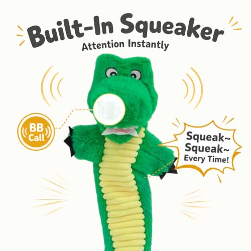 Dog Rope Toy Plush Squeaky Chew Tug of War Toy - Green Alligator - color: Green Alligator