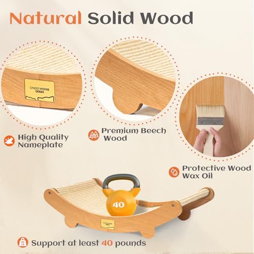CHEERHOME PETS Sisal Cat Scratcher Bed for Indoor Cats Hammock for Scratching Pad Cat Chair Natural Sisal Scratch Post for Large Cats Scratcher Lounge, Wooden Cat Furniture(Large) (Pack of 3) - size: Standard (Pack of 3)