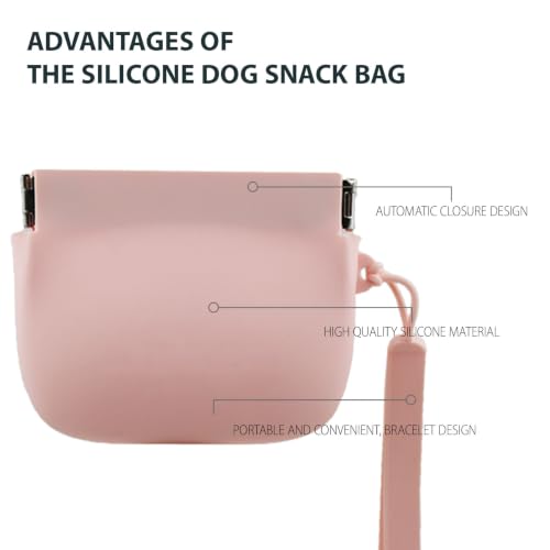Silicone Dog Treat Pouch Portable Snack Pouch (Pink & Black) - color: Pink & Black