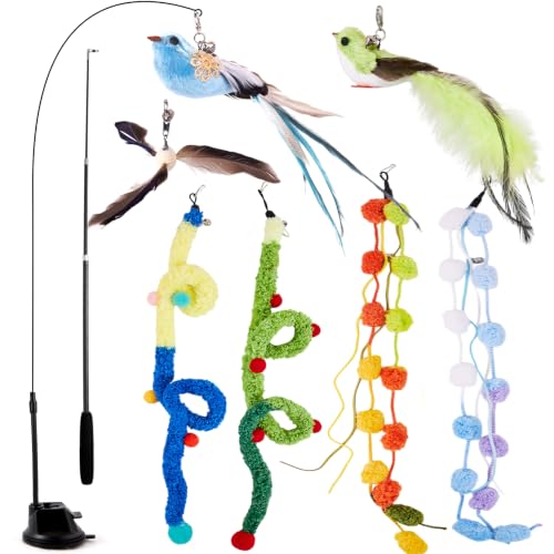 9PCS Interactive Bird Simulation Cat Toy Set with Suction Cup Indoor - color: suction cup