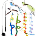 9PCS Interactive Bird Simulation Cat Toy Set with Suction Cup Indoor - color: suction cup