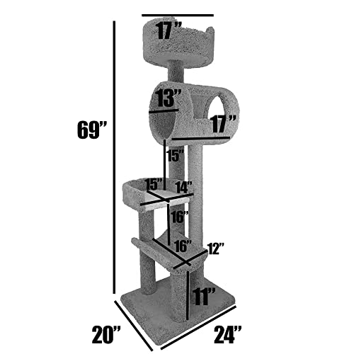 New Cat Condos 140003- Solid Wood Cat Climbing Tower Cat Tree, Gray - color: Gray