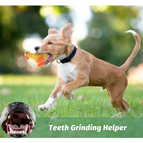 WishLotus 2Pc Dog Rope Toys, Cute Dinosaur and Yellow Duck Shaped Dog Toys for Aggressive Chewers, Cotton Dog Chew Toys for Small Medium Large Breed Teething (Dinosaur+Duck)