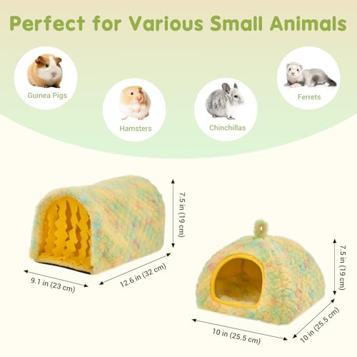 Avont 2-Pack Guinea Pig Tunnel & Hideout Bed Set - color: Yellow