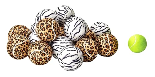 TOURNA 5-Inch Large Tennis Squeaker Ball Fun Animal Print Dog Toy for Large Dogs - style: 18 Pack