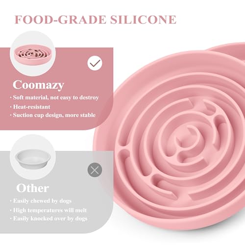 Coomazy Extra Large Slow Feeder Bowl, Silicone Dog Bowl with Suction Cups - color: Pink, size: XL