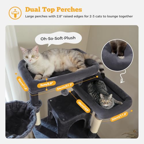MUTTROS 81" Heavy Duty Cat Tree for Large Cats, Tall Cat Tower, Dark Gray - color: Dark Grey, size: 81in