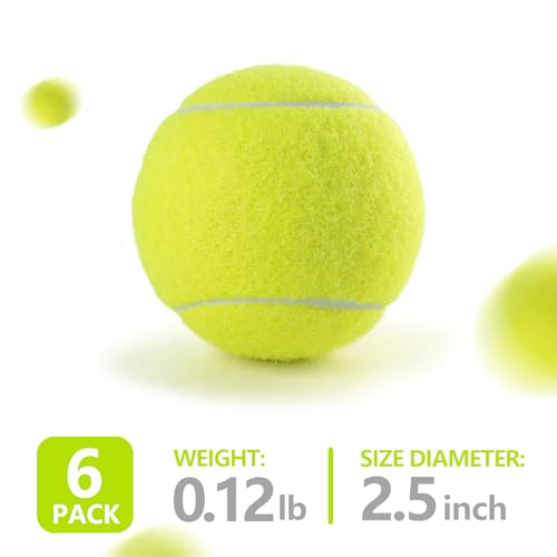 PHOEPET 6-Pack Tennis Balls for Beginner Training Practice- Bulk Dog Balls - color: Yellow - 6 Pack, size: Medium 2.5"- 6 Pack