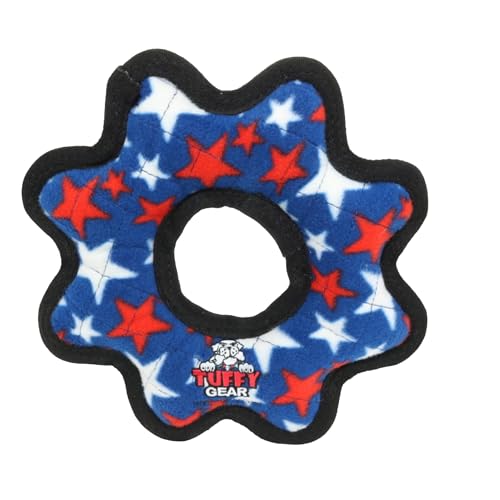 TUFFY® Gear Ring Medium Ultra Durable Plush Dog Toy - color: Blue Medium Gear Ring