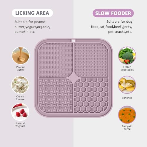 ChefAide 2 Pack Lick Mat for Dogs, Cats & Puppies with Suction Cups - color: Purple & Blue