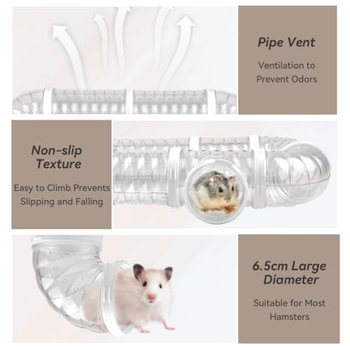 8 PCS Hamster Tunnel Kit Transparent Curved Pet Cage Tube Set Dwarf Hamster Accessories DIY Toy Connection External Pipe for Mice Rat(White) - color: 【White】