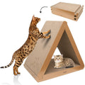 3 Pack Cardboard Cat Scratcher & Scratch Pad, Buildable Triangle Cat House w/ 6-Sided Use, Furniture Protection for Indoor Cats