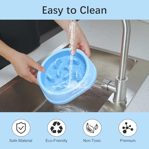 MateeyLife 2-Pack Slow Feeder Dog Bowls, 1 Cup, Dog Puzzle Feeder Bowl - color: A-LightBlue&DarkBlue, size: Small