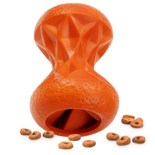 Interactive Treat Dispensing Dog Toys, Durable Puzzle Toy for Large Dogs - color: Orange, size: Large