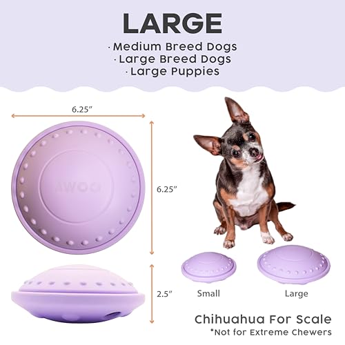 Flying Saucer - Silicone Dog Treat Puzzle, Lick Mat and Slow Feeder (Large) - size: Large