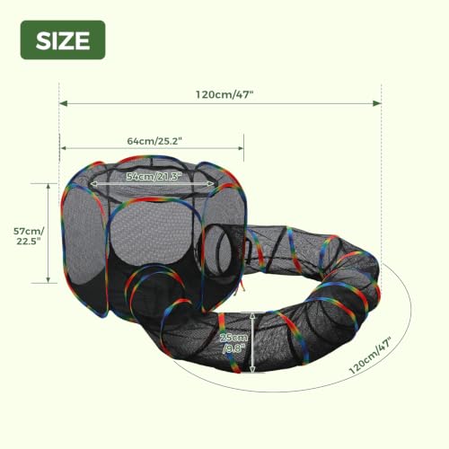 PAWZ Road Outdoor Cat Tunnel Portable Catio 2 in 1 Cat Tent & Play Tunnel - size: M