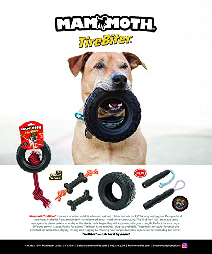 Mammoth TireBiter2 Tug & Toss For Strong Chewers Large Dogs Up To 90-Pounds - size: Large 6", style: Tire with Cotton-Poly Rope