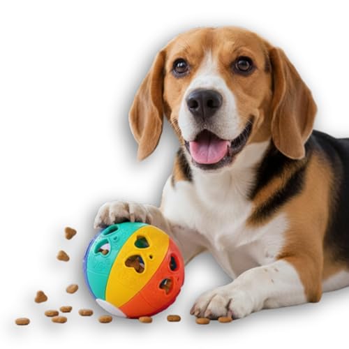 Treats Dispensing Toy Dog Training Cat Ball Puzzle Toy with Bell- Durable, Entertaining Enrichment, Colorful Indoor Exercise