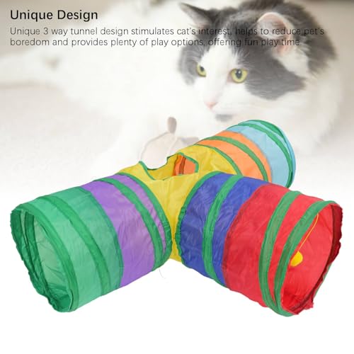 Cat Play Tunnel,Occupiedpet Collapsible Cube Tent with 4 Entry Points - color: T-shaped