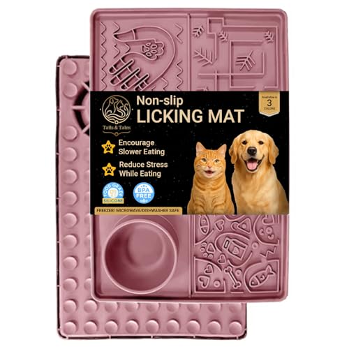 Dog Lick Mat, Large 11.2 x 16.7 in Slow Feeder with Strong Suction, Pink - color: Pink