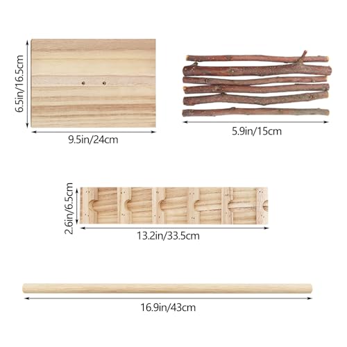 kathson Rabbit Jump Bar, Natural Wood Toy Set Adjustable Height Jump Hurdle Bar Rabbit Exercise Obstacle Training Games