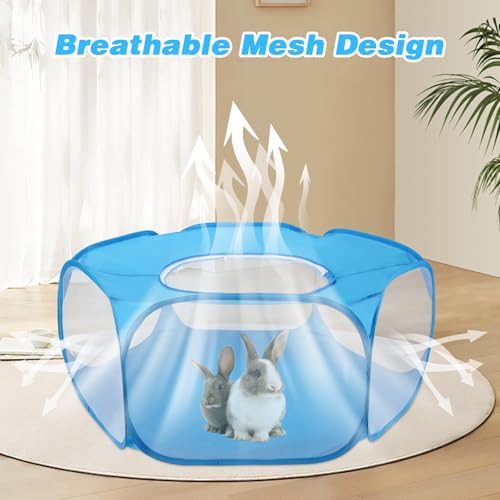 Rypet Guinea Pig Playpen Pop-Up, Outdoor Yard Fence for Small Pets,TentBlue - color: Blue, style: Enclosed Playpen