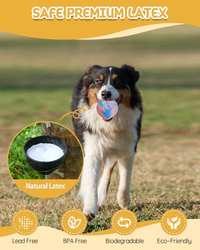 SCHITEC Dog Squeaky Ball Toys, Interactive Tennis Balls for Fetch Play, Latex Rubber Pet Toy for Medium Large Breed Dogs - size: For Medium/Large Dogs, style: Tennis Ball